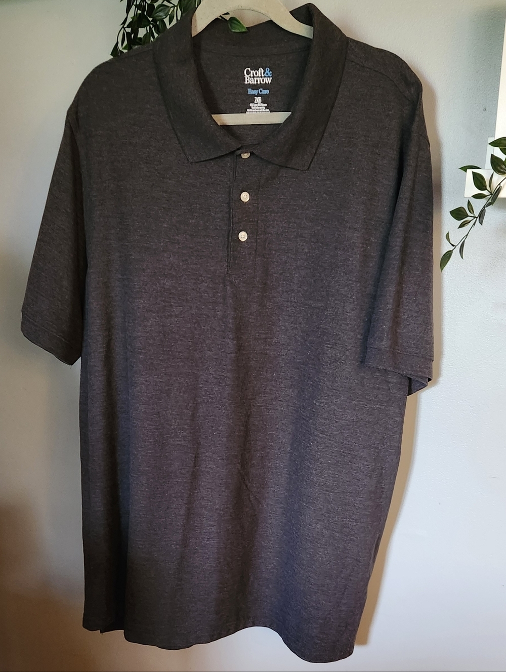Croft & Barrow Easy Care 2XB Iron Gray Heather Polo Shirt